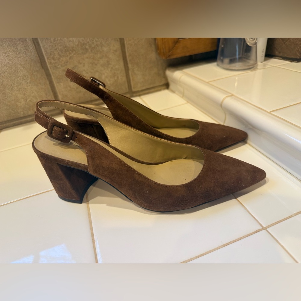 Ann Taylor Chocolate Suede Slingback Heels
